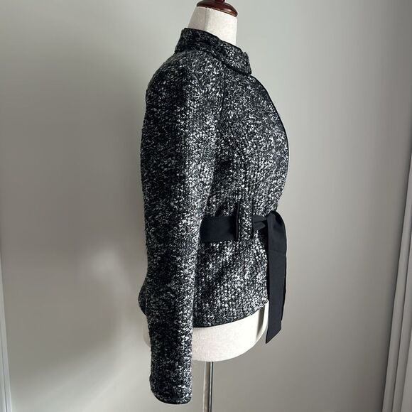 Sandro Paris Women’s Boucle Tweed Jacket Black/Gray Size Large Petite Office - Picture 3 of 14